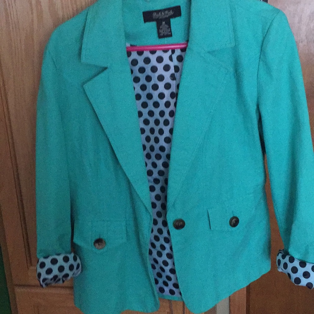 Teal linen blazer